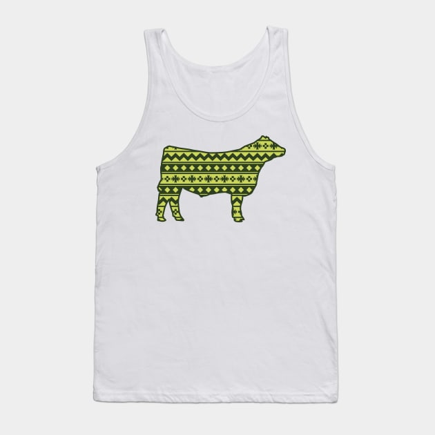 Livestock Show Steer with Green Southwest Pattern Tank Top by SAMMO